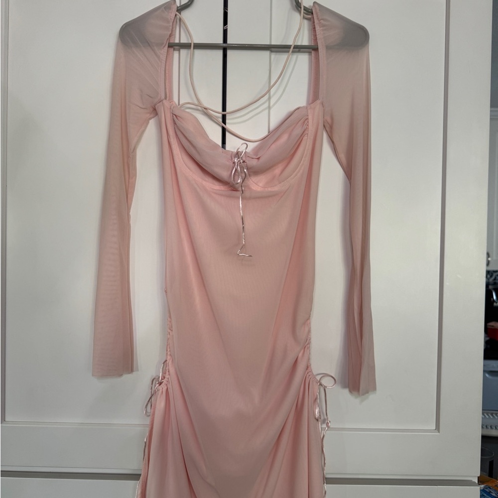 Sexy Pink Long-Sleeve Dress